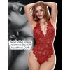 image:imageAvidlove Sexy Lingerie for Women Deep V Teddy Sheer Lace Bodysuit Snap Crotch One Piece BabydollDark Red