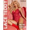 image:imageAvidlove Sexy Lingerie for Women Deep V Teddy Sheer Lace Bodysuit Snap Crotch One Piece BabydollDark Red