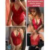 image:imageAvidlove Sexy Lingerie for Women Deep V Teddy Sheer Lace Bodysuit Snap Crotch One Piece BabydollDark Red