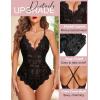 image:imageAvidlove Sexy Lingerie for Women Deep V Teddy Sheer Lace Bodysuit Snap Crotch One Piece BabydollDouble Layers  Black