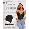image:imageAvidlove Sexy Lingerie for Women Deep V Teddy Sheer Lace Bodysuit Snap Crotch One Piece BabydollDouble Layers  Black