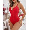 image:imageAvidlove Sexy Lingerie for Women Deep V Teddy Sheer Lace Bodysuit Snap Crotch One Piece BabydollDouble Layers  Red