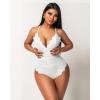 image:imageAvidlove Sexy Lingerie for Women Deep V Teddy Sheer Lace Bodysuit Snap Crotch One Piece BabydollDouble Layers  White