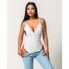 image:imageAvidlove Sexy Lingerie for Women Deep V Teddy Sheer Lace Bodysuit Snap Crotch One Piece BabydollDouble Layers  White