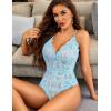 image:imageAvidlove Sexy Lingerie for Women Deep V Teddy Sheer Lace Bodysuit Snap Crotch One Piece BabydollLight Blue