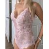 image:imageAvidlove Sexy Lingerie for Women Deep V Teddy Sheer Lace Bodysuit Snap Crotch One Piece BabydollLight Pink