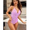 image:imageAvidlove Sexy Lingerie for Women Deep V Teddy Sheer Lace Bodysuit Snap Crotch One Piece BabydollLilac Purple