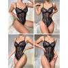 image:imageAvidlove Sexy Lingerie for Women Lace Teddy Bodysuit Deep V Cut Out Babydoll One Piece lingerieAblackunique Crotch