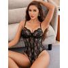 image:imageAvidlove Sexy Lingerie for Women Lace Teddy Bodysuit Deep V Cut Out Babydoll One Piece lingerieAblackunique Crotch
