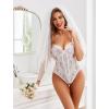 image:imageAvidlove Sexy Lingerie for Women Lace Teddy Bodysuit Deep V Cut Out Babydoll One Piece lingerieBwhite
