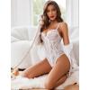 image:imageAvidlove Sexy Lingerie for Women Lace Teddy Bodysuit Deep V Cut Out Babydoll One Piece lingerieBwhite