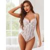 image:imageAvidlove Sexy Lingerie for Women Lace Teddy Bodysuit Deep V Cut Out Babydoll One Piece lingerieBwhite