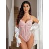 image:imageAvidlove Sexy Lingerie for Women Lace Teddy Bodysuit Deep V Cut Out Babydoll One Piece lingeriePink
