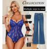 image:imageAvidlove Sexy Lingerie for Women Lace Teddy Bodysuit Deep V Cut Out Babydoll One Piece lingerieSky Blue
