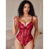 image:imageAvidlove Sexy Lingerie for Women Lace Teddy Bodysuit Deep V Cut Out Babydoll One Piece lingerieWine Red