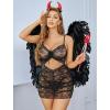 image:imageAvidlove Sexy Lingerie for Women Ruched Lace Babydoll Lingerie Cutout Mesh Bodycon Chemise Nightgown SXXLBlack