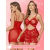 image:imageAvidlove Sexy Lingerie for Women Ruched Lace Babydoll Lingerie Cutout Mesh Bodycon Chemise Nightgown SXXLRed