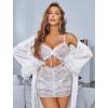 image:imageAvidlove Sexy Lingerie for Women Ruched Lace Babydoll Lingerie Cutout Mesh Bodycon Chemise Nightgown SXXLWhite