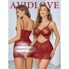 image:imageAvidlove Sexy Lingerie for Women Ruched Lace Babydoll Lingerie Cutout Mesh Bodycon Chemise Nightgown SXXLWine Red