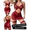 image:imageAvidlove Sexy Lingerie for Women Ruched Lace Babydoll Lingerie Cutout Mesh Bodycon Chemise Nightgown SXXLWine Red