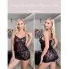 image:imageAvidlove Sexy Pajama Set for Women Floral Lace Lingerie Set Sheer Sleepwear See Through Cami Shorts 2 PieceBlack