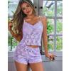 image:imageAvidlove Sexy Pajama Set for Women Floral Lace Lingerie Set Sheer Sleepwear See Through Cami Shorts 2 PieceLilac Purple