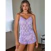 image:imageAvidlove Sexy Pajama Set for Women Floral Lace Lingerie Set Sheer Sleepwear See Through Cami Shorts 2 PieceLilac Purple