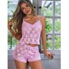 image:imageAvidlove Sexy Pajama Set for Women Floral Lace Lingerie Set Sheer Sleepwear See Through Cami Shorts 2 PiecePink