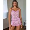 image:imageAvidlove Sexy Pajama Set for Women Floral Lace Lingerie Set Sheer Sleepwear See Through Cami Shorts 2 PiecePink