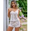 image:imageAvidlove Sexy Pajama Set for Women Floral Lace Lingerie Set Sheer Sleepwear See Through Cami Shorts 2 PieceWhite