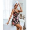 image:imageAvidlove Side Split V Neck Sheer Mesh Lace Wireless Babydoll Lingerie Dress with Thong 2 PieceBlack Floral