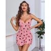 image:imageAvidlove Side Split V Neck Sheer Mesh Lace Wireless Babydoll Lingerie Dress with Thong 2 PiecePink Love Heart