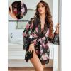 image:imageAvidlove Women Lace Kimono Robe Babydoll Sexy Lingerie Mesh Chemise Nightgown Cover UpBlack Flower