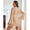 image:imageAvidlove Women Lace Kimono Robe Babydoll Sexy Lingerie Mesh Chemise Nightgown Cover UpKhaki