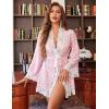 image:imageAvidlove Women Lace Kimono Robe Babydoll Sexy Lingerie Mesh Chemise Nightgown Cover UpWhite Flower