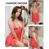 image:imageAvidlove Women Lace Lingerie Front Closure Babydoll V Neck Nightwear Sexy Chemise NightieChristmas Red
