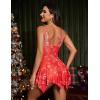 image:imageAvidlove Women Lace Lingerie Front Closure Babydoll V Neck Nightwear Sexy Chemise NightieChristmas Red