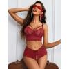 image:imageAvidlove Women Lingerie Sets Sexy Lace Bra and Panty Sets 2 Piece Lace Babydoll Outfits SXXLWine Red
