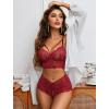 image:imageAvidlove Women Lingerie Sets Sexy Lace Bra and Panty Sets 2 Piece Lace Babydoll Outfits SXXLWine Red
