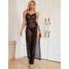 image:imageAvidlove Women Lingerie Sexy Nightgowns Lace Babydoll Mesh Sleepwear Long Lingerie Dress Side Split Nightdress SXXLBlack