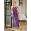 image:imageAvidlove Women Lingerie Sexy Nightgowns Lace Babydoll Mesh Sleepwear Long Lingerie Dress Side Split Nightdress SXXLPurple