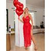 image:imageAvidlove Women Lingerie Sexy Nightgowns Lace Babydoll Mesh Sleepwear Long Lingerie Dress Side Split Nightdress SXXLRed