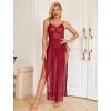 image:imageAvidlove Women Lingerie Sexy Nightgowns Lace Babydoll Mesh Sleepwear Long Lingerie Dress Side Split Nightdress SXXLWine Red