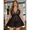 image:imageAvidlove Women Plus Size Babydoll Lingerie Lace Chemise Mesh SleepwearButterflyblack
