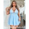 image:imageAvidlove Women Plus Size Babydoll Lingerie Lace Chemise Mesh SleepwearLight Blue