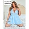 image:imageAvidlove Women Plus Size Babydoll Lingerie Lace Chemise Mesh SleepwearLight Blue