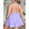 image:imageAvidlove Women Plus Size Babydoll Lingerie Lace Chemise Mesh SleepwearLight Purple
