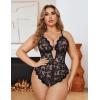 image:imageAvidlove Women Plus Size Lingerie Lace Teddy Deep V Lingerie Bodysuit One Piece Babydoll 1422 PlusBlack