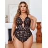image:imageAvidlove Women Plus Size Lingerie Lace Teddy Deep V Lingerie Bodysuit One Piece Babydoll 1422 PlusBlack