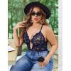 image:imageAvidlove Women Plus Size Lingerie Lace Teddy Deep V Lingerie Bodysuit One Piece Babydoll 1422 PlusNavy Blue
